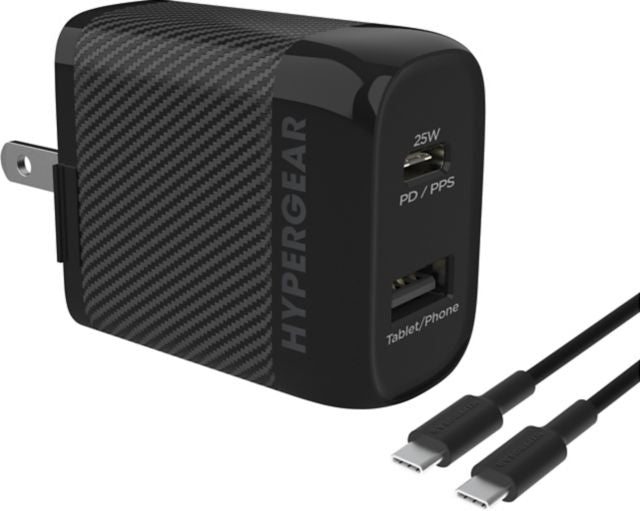 HyperGear SpeedBoost 25W PD USB-C Wall Kit, Black - ONLINE ONLY