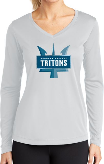 Edmonds College Womens Performance Long Sleeve V Neck Shirt Edmonds College Athletic Mark - ONLINE ONLY