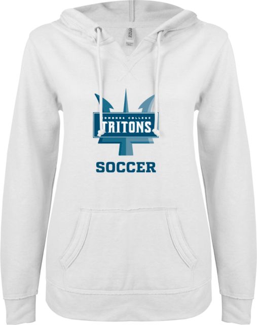 Edmonds College ENZA Womens V Notch Raw Edge Fleece Hoodie Edmonds College Soccer - ONLINE ONLY