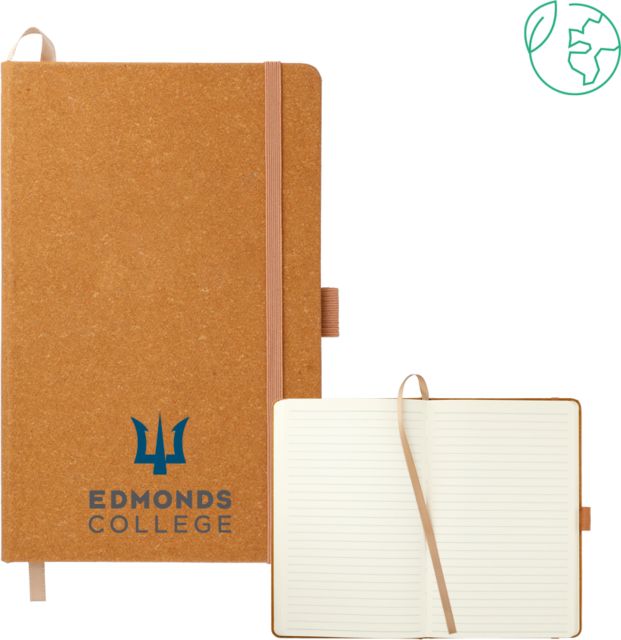 Edmonds College 5.5 x 8.5 Natural FSC Mix Recycled Leather Bound Journal Edmonds College Wordmark - ONLINE ONLY