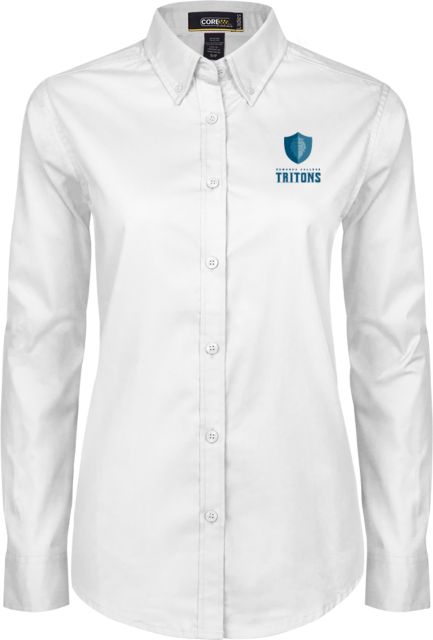 Edmonds College Womens Twill Button Down Long Sleeve  Edmonds College Wordmark - ONLINE ONLY