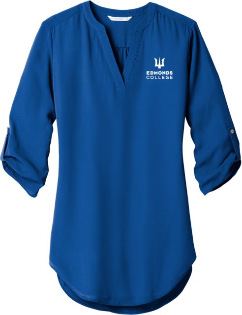 Edmonds College Womens 3/4 Sleeve Tunic Blouse Edmonds College Wordmark - ONLINE ONLY