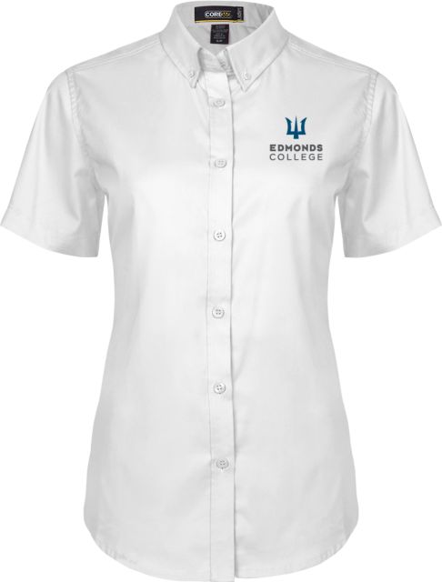 Edmonds College Womens Twill Button Up Short Sleeve Edmonds College Wordmark - ONLINE ONLY