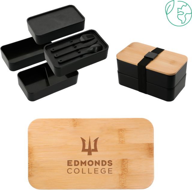 Edmonds College Stackable Bamboo Fiber Bento Box Edmonds College Wordmark Engraved - ONLINE ONLY