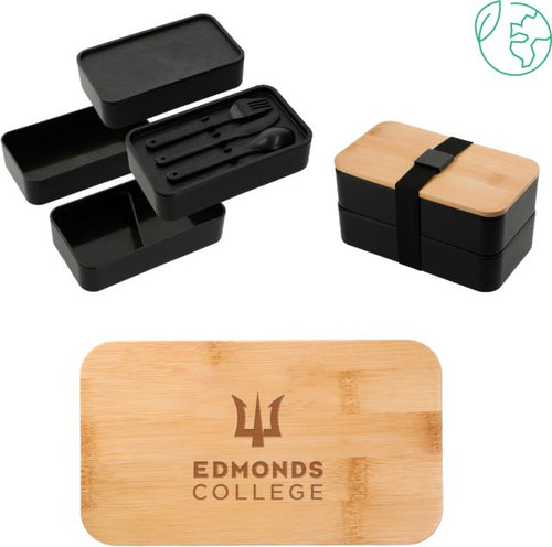 Edmonds College Stackable Bamboo Fiber Bento Box Edmonds College Wordmark Engraved - ONLINE ONLY